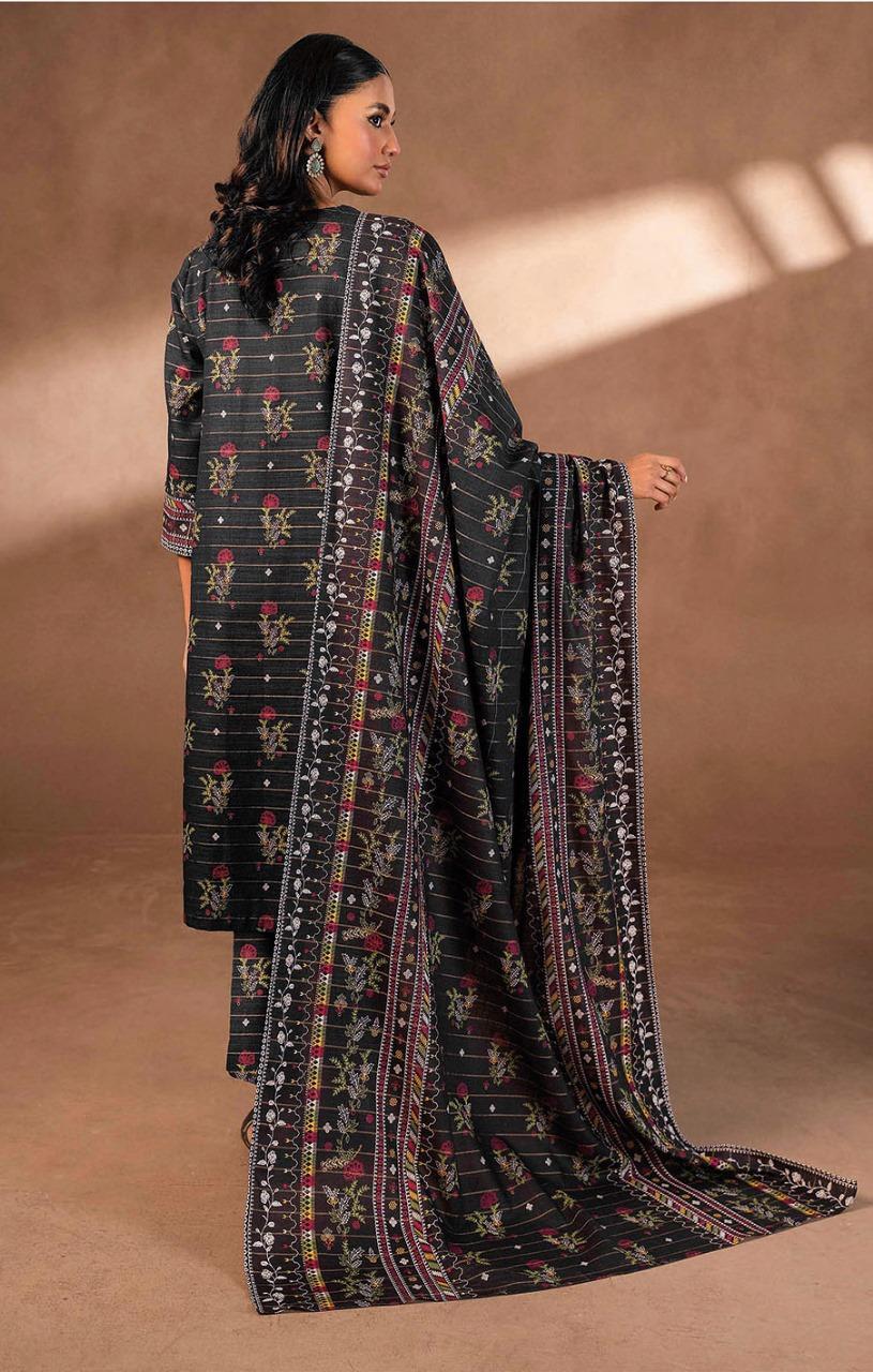 3 Pcs Women's Unstitched Khaddar Printed Suit