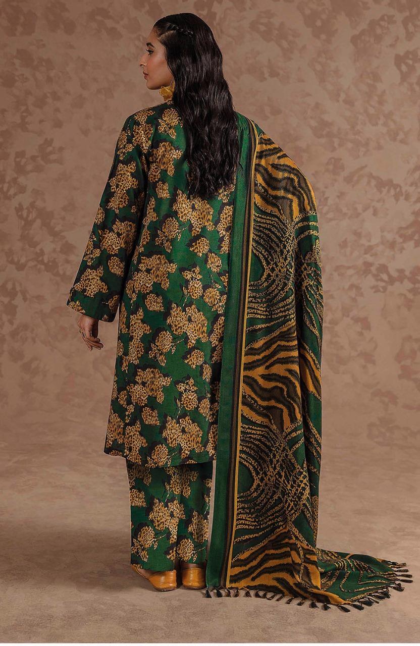 3 Pcs Women's Unstitched Khaddar Printed Suit