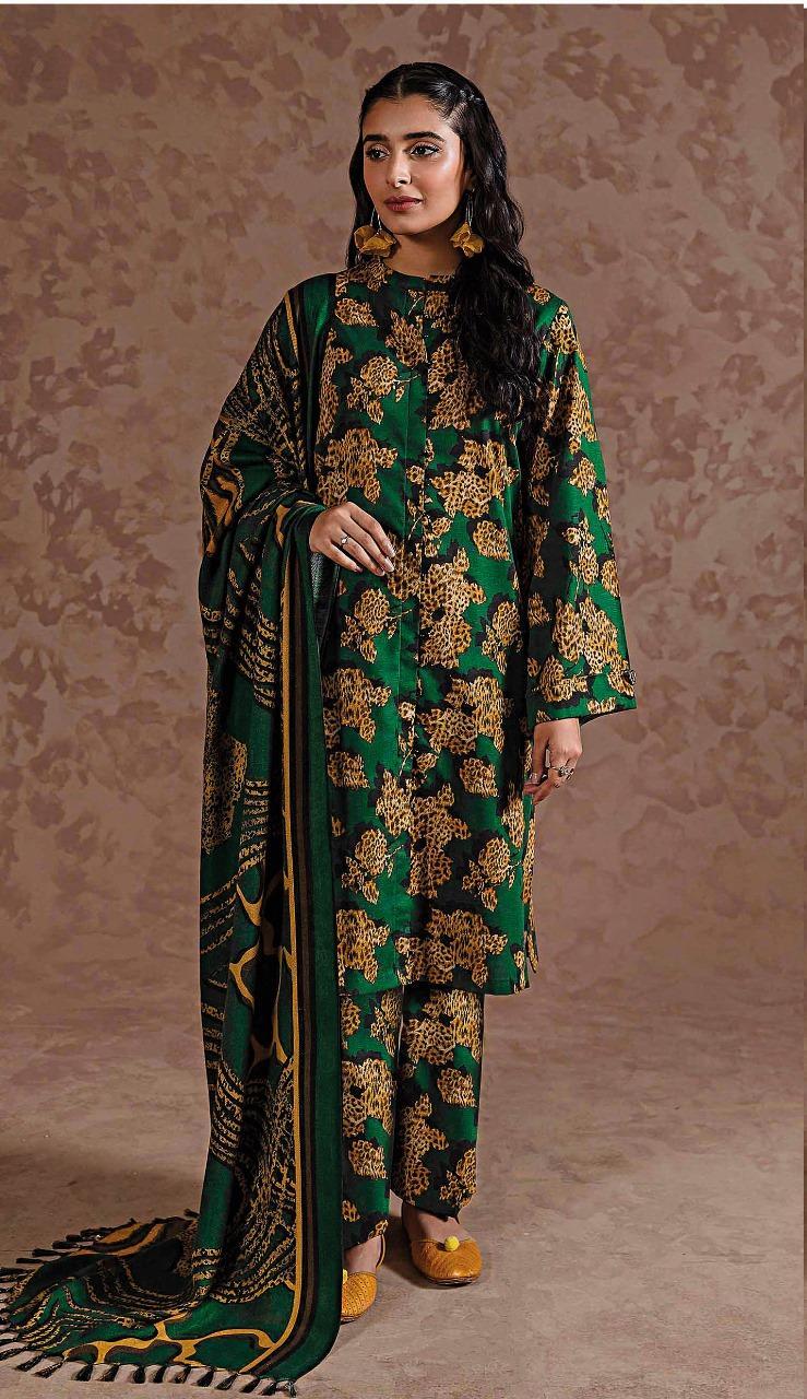 3 Pcs Women's Unstitched Khaddar Printed Suit