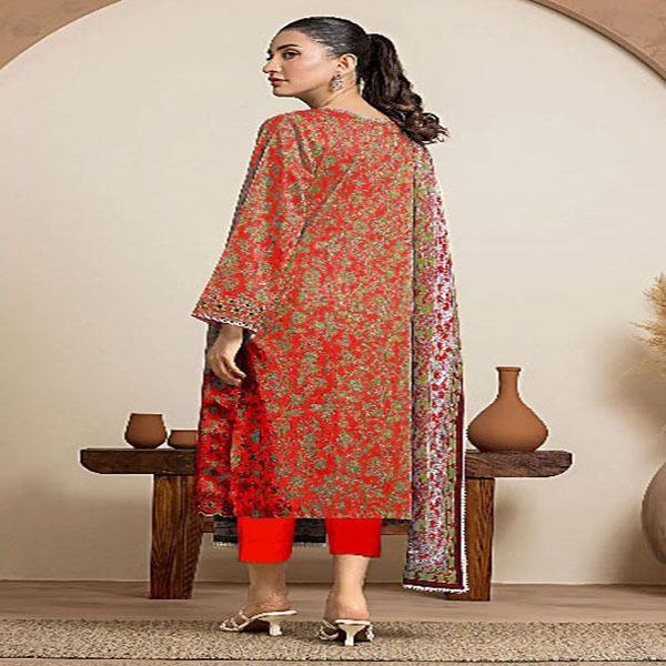 3 Pcs Women's Unstitched Linen Printed Suit