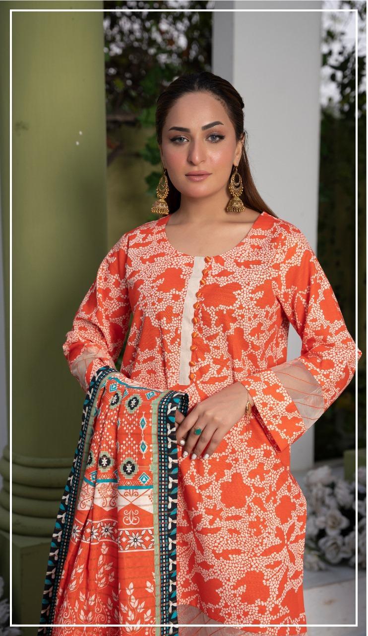 3 Pcs Women's Unstitched Khaddar Printed Suit