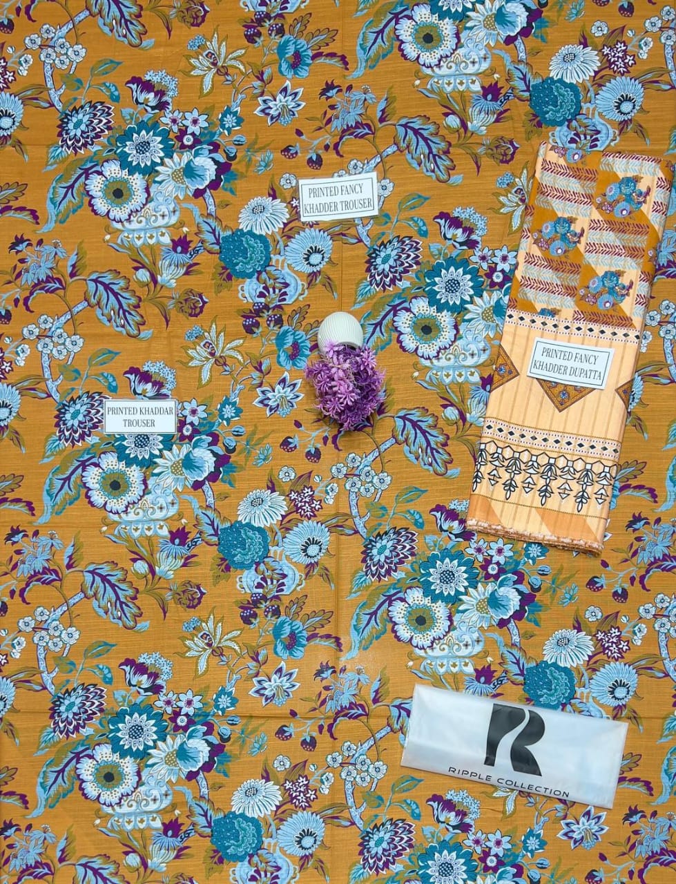 3 Pcs Women's Unstitched Khaddar Printed Suit