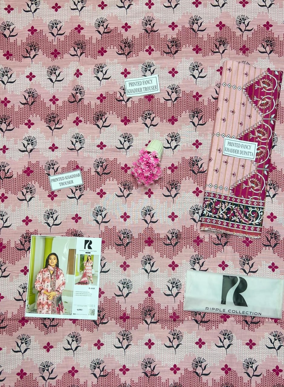 3 Pcs Women's Unstitched Khaddar Printed Suit