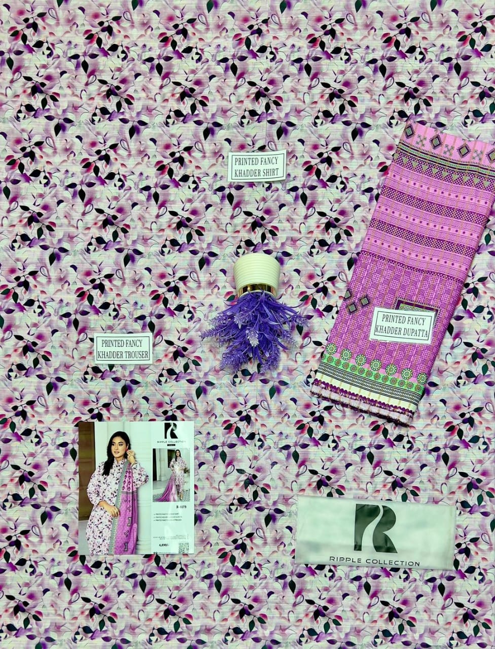 3 Pcs Women's Unstitched Khaddar Printed Suit