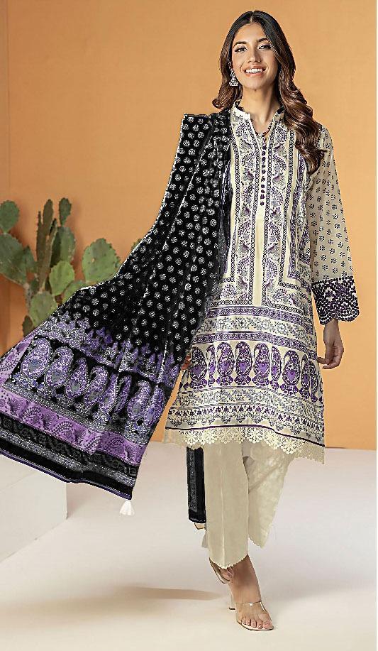 3 Pcs Women's Unstitched Linen Printed Suit