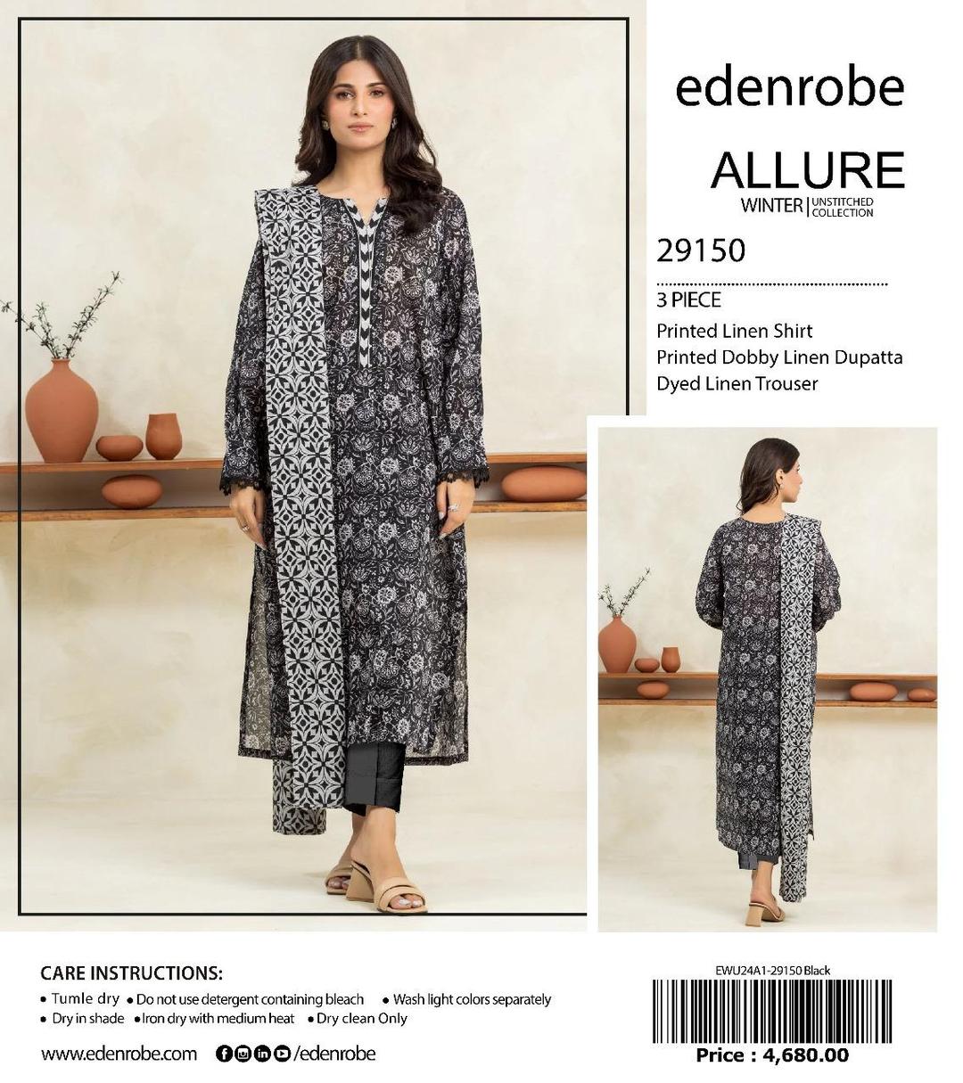 3 Pcs Women's Unstitched Linen Printed Suit