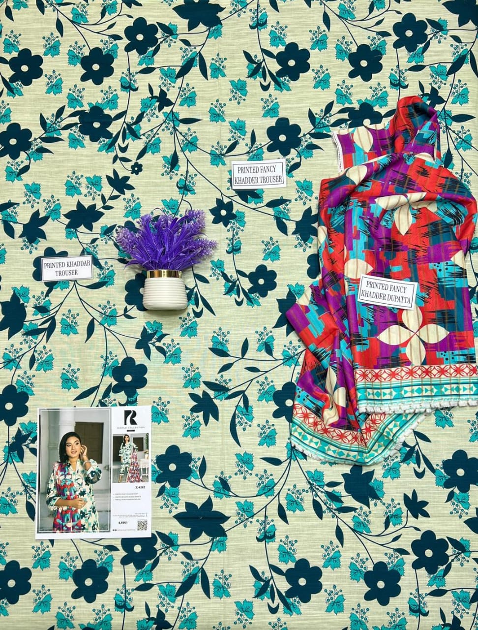 3 Pcs Women's Unstitched Khaddar Printed Suit