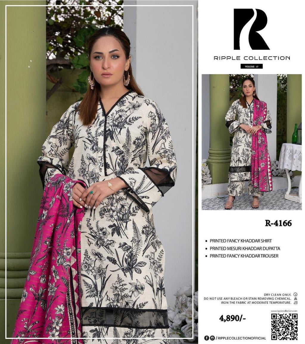3 Pcs Women's Unstitched Khaddar Printed Suit