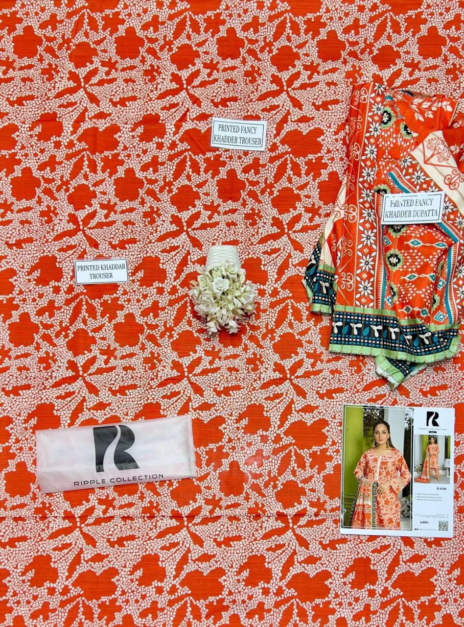 3 Pcs Women's Unstitched Khaddar Printed Suit