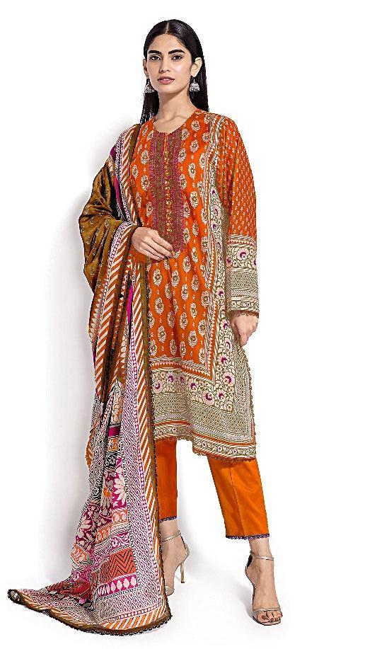 3 Pcs Women's Unstitched Linen Printed Suit