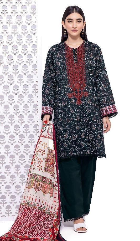 3 Pcs Women's Unstitched Linen Printed Suit