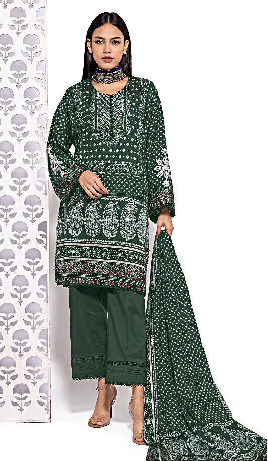 3 Pcs Women's Unstitched Linen Printed Suit