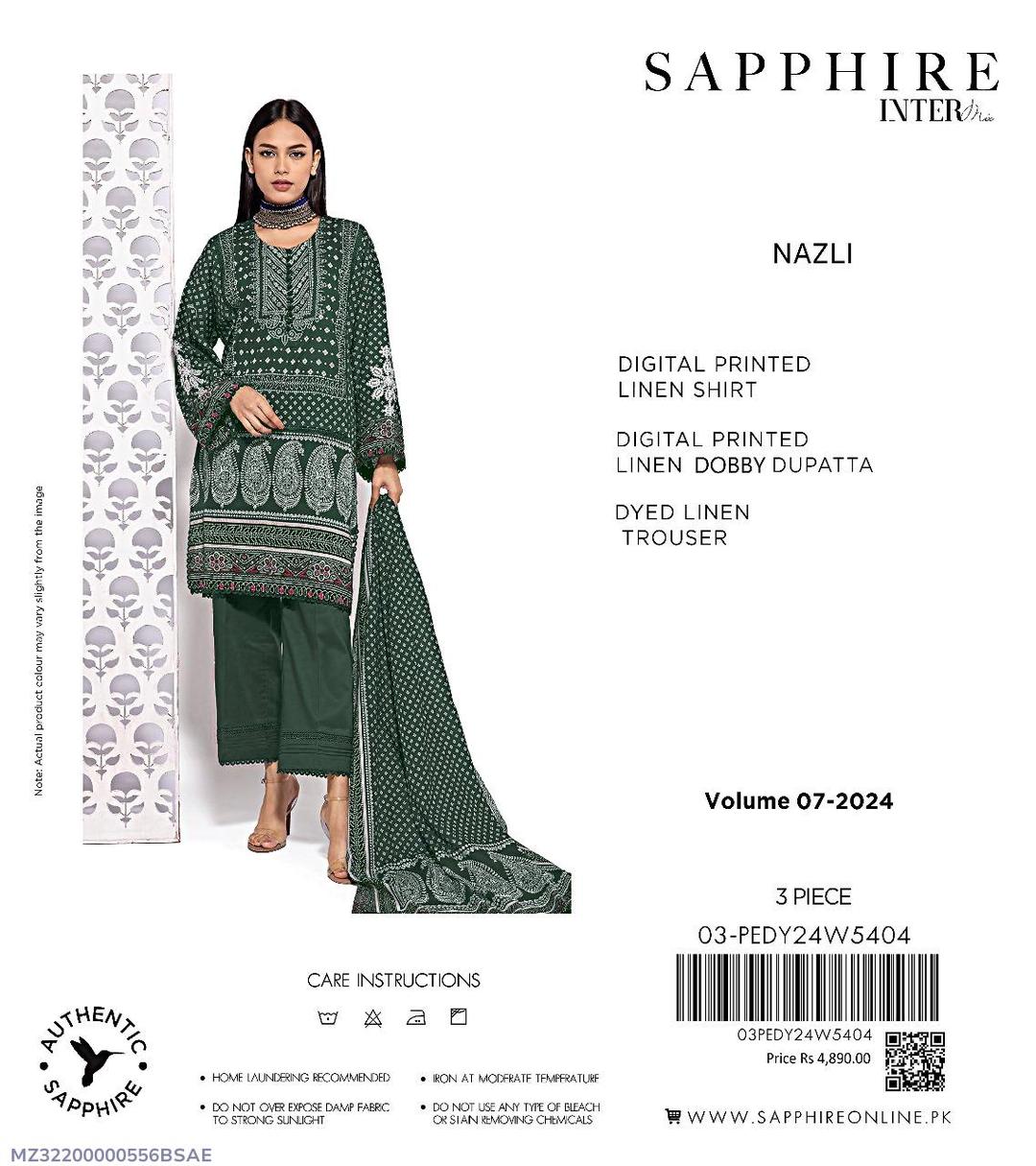 3 Pcs Women's Unstitched Linen Printed Suit