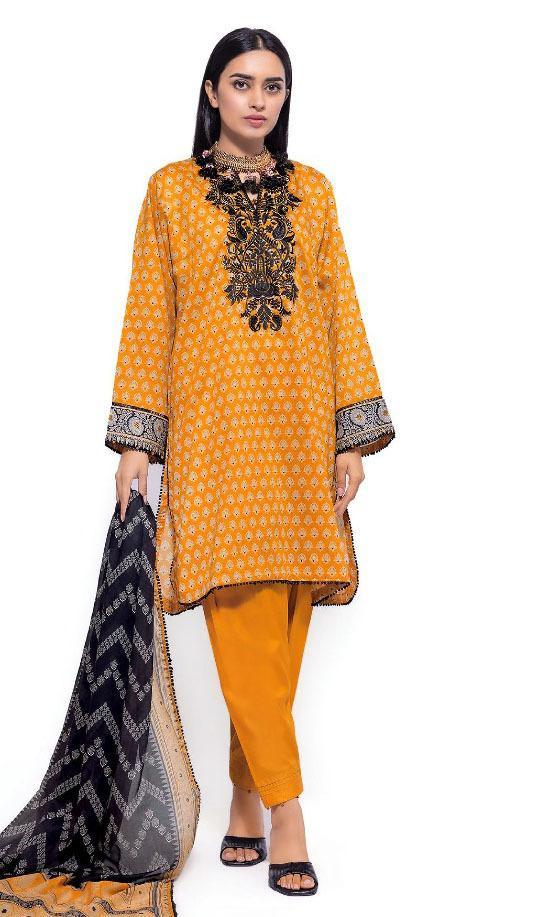 3 Pcs Women's Unstitched Linen Printed Suit