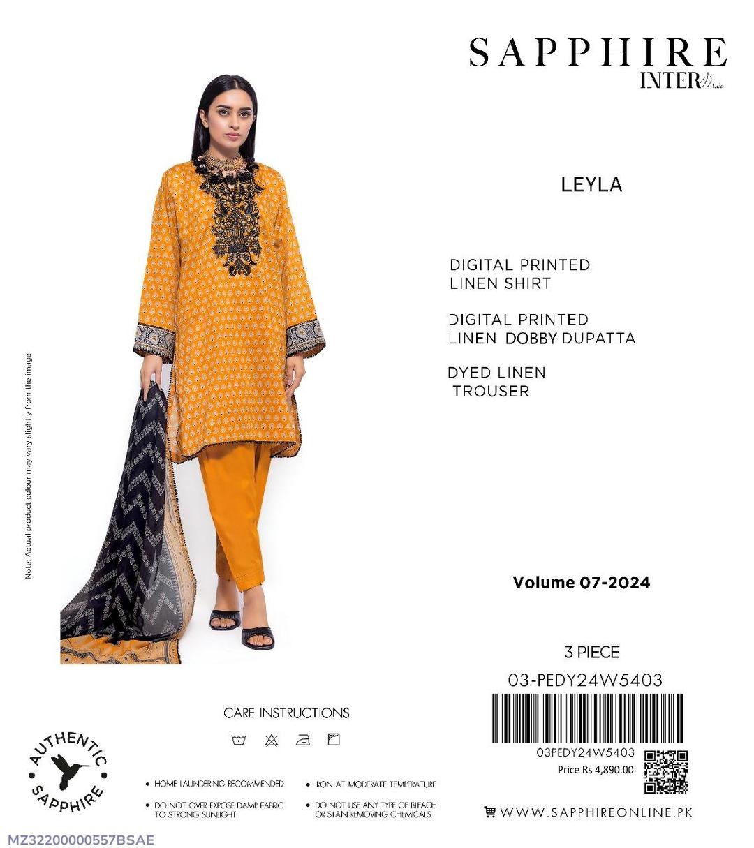 3 Pcs Women's Unstitched Linen Printed Suit