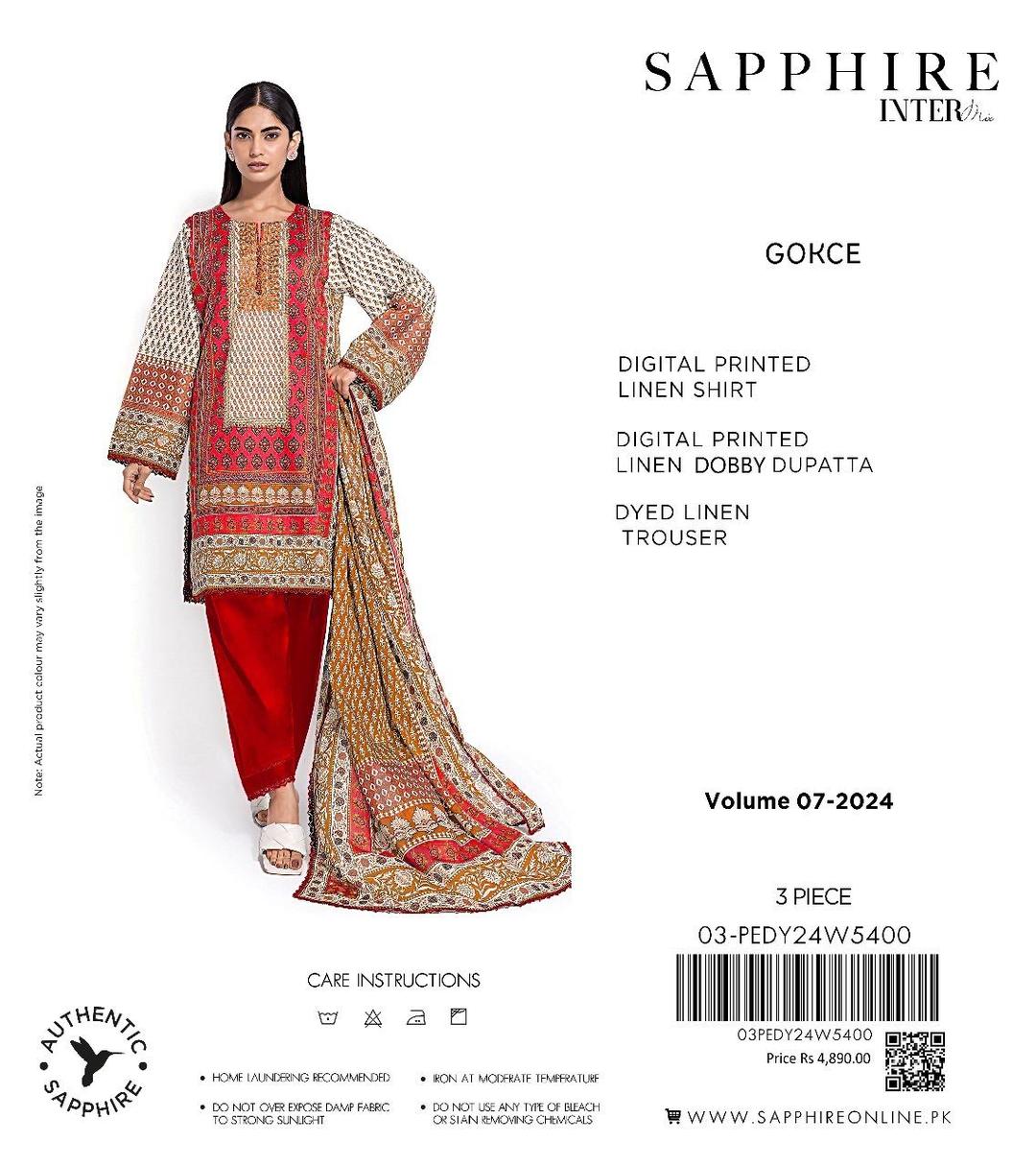 3 Pcs Women's Unstitched Linen Printed Suit