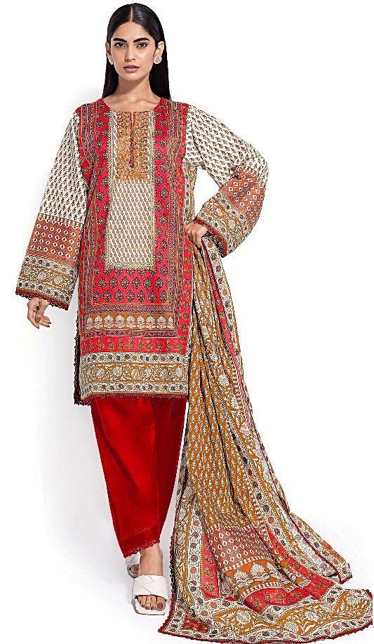 3 Pcs Women's Unstitched Linen Printed Suit