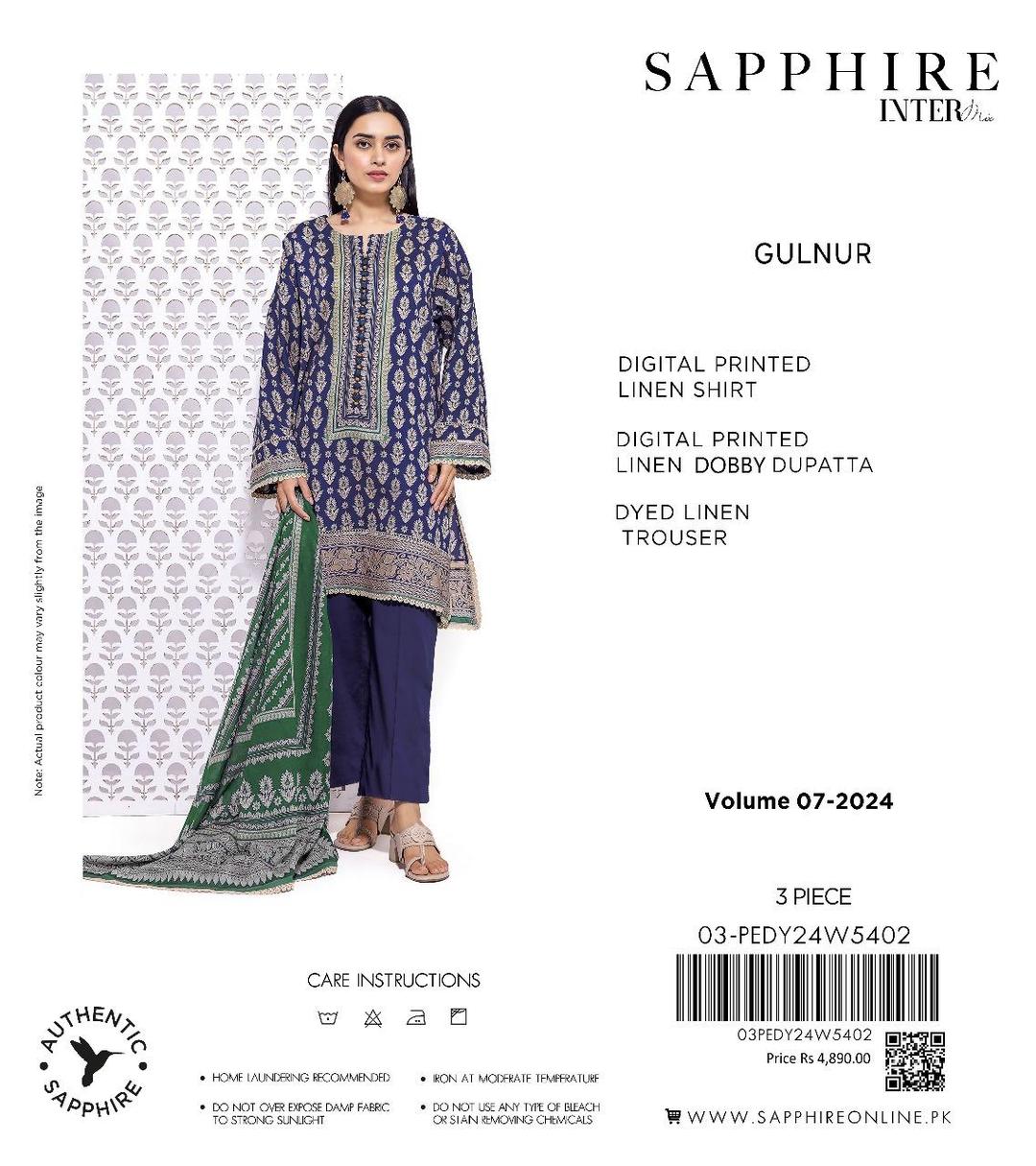 3 Pcs Women's Unstitched Linen Printed Suit