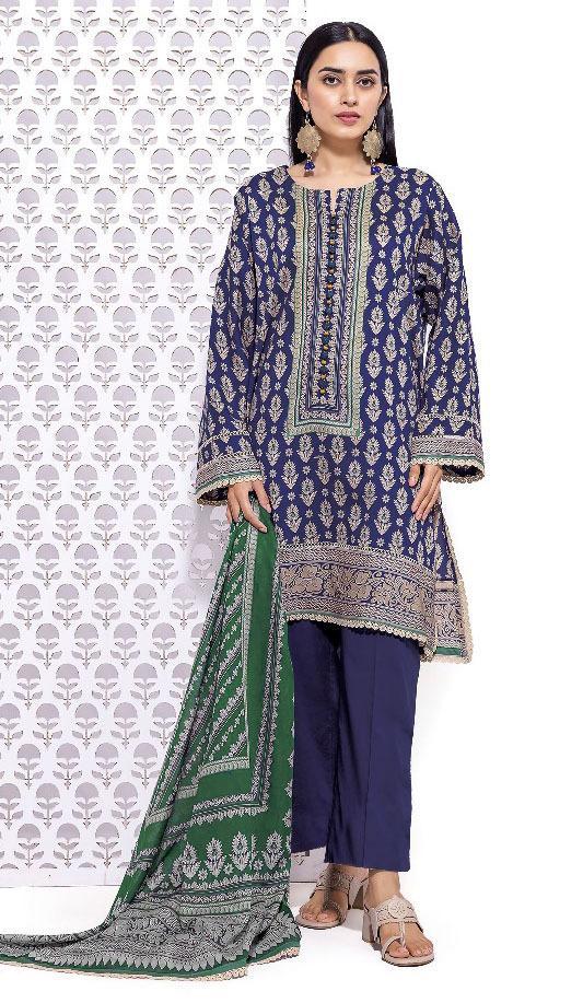 3 Pcs Women's Unstitched Linen Printed Suit
